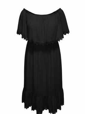 Express Off Shoulder Midi Dress With Lace Detail